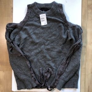 Kendall & Kylie Gray Crop Side Tie Sleeveless XS